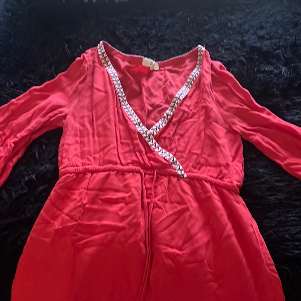 Red long sleeve summer dress